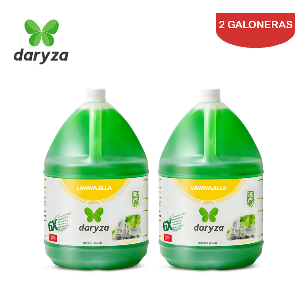 Lavavajilla Gel Daryza Limón Galón Pack 2 Galoneras