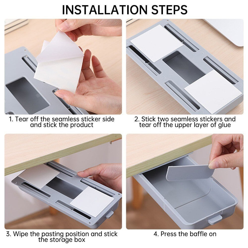 Cajon Bandeja Autoadhesiva Para Escritorio Oculto - Naranja