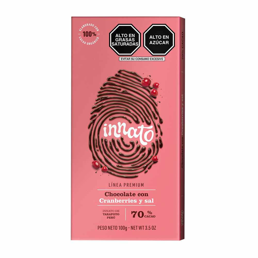 Chocolate Bitter INNATO Cranberries y Sal Bolsa 80g