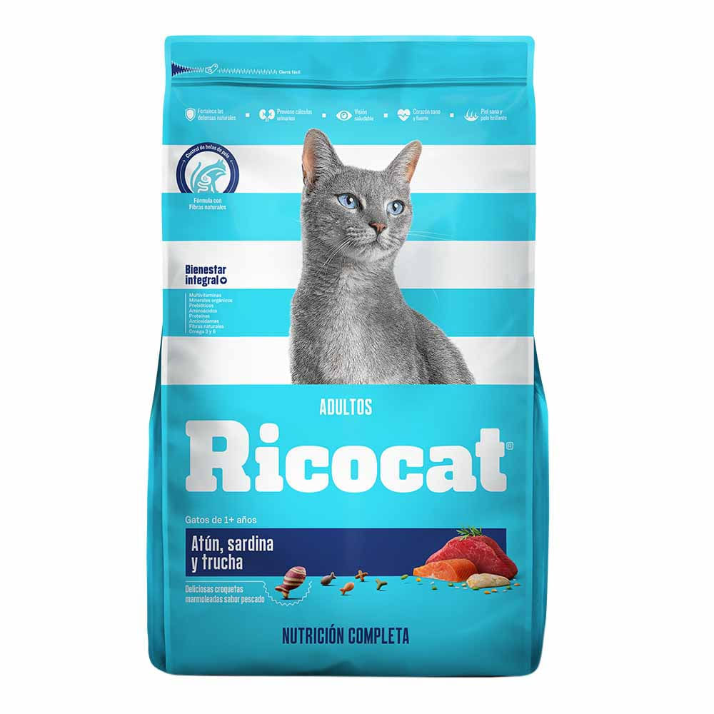 Alimento para Gato RICOCAT Adulto Pollo, Sardina y Salmón Bolsa 9Kg