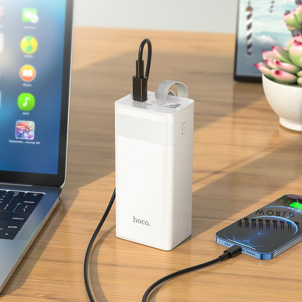 Power Bank Hoco J86 40.000mAh 22.5w Power Master Luz Led 3 Salidas QC3.0