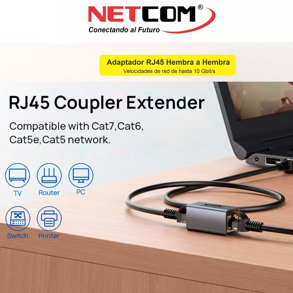 Conector Rj45 Hembra A Hembra Ethernet Cat6 Acoplador Cat7 Cat5E
