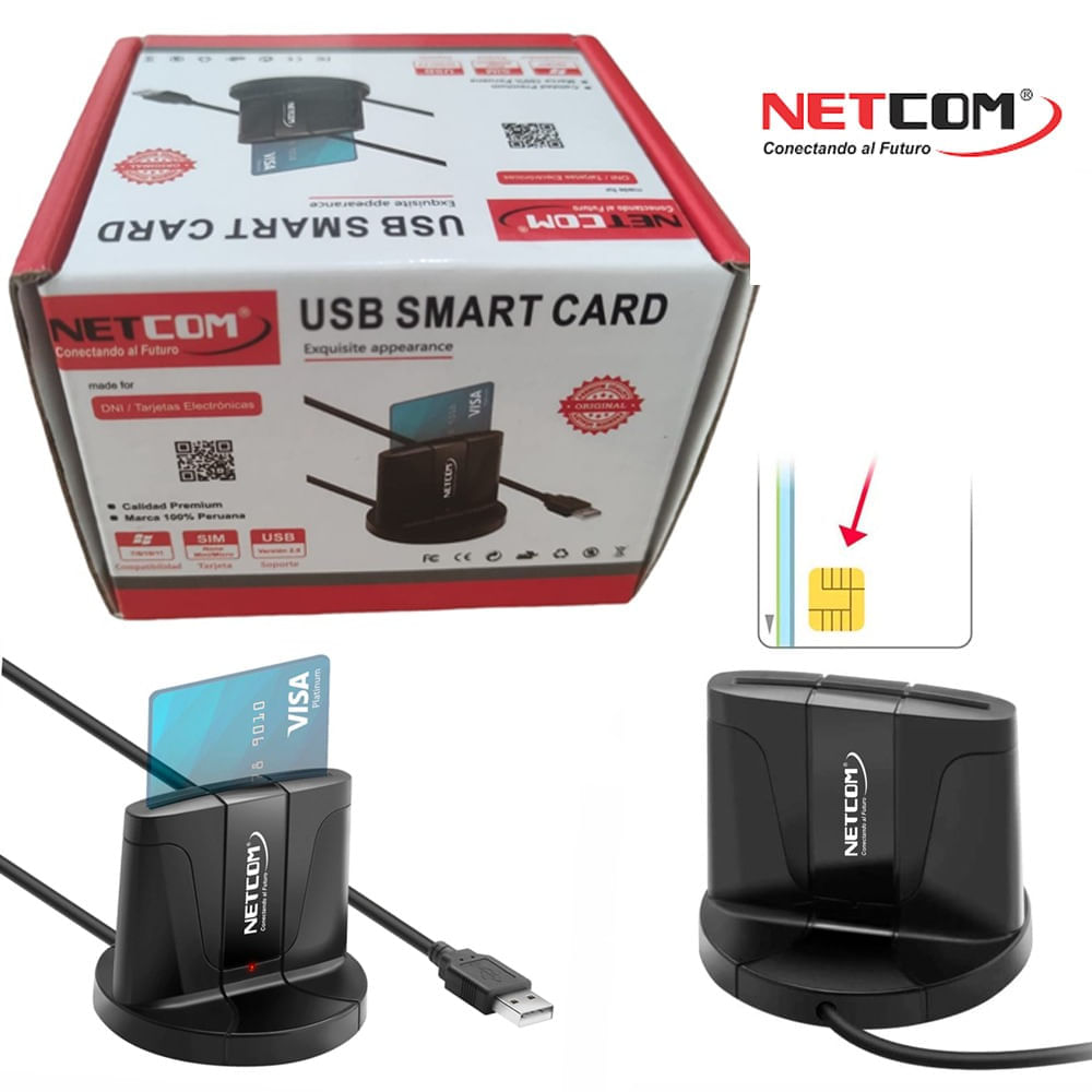 Lector de DNI Electrónico Smart Card NETCOM USB 2.0