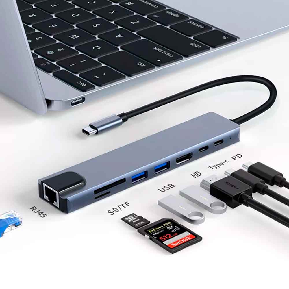 Hub USB C, adaptador multipuerto USB C Ethernet 6 en 1, USB C a HDMI, -  VIRTUAL MUEBLES