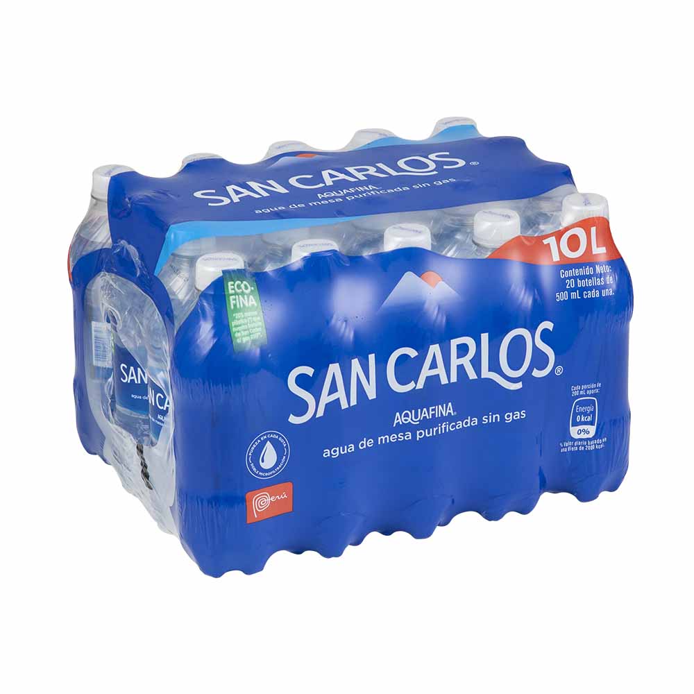Agua de Mesa SAN CARLOS sin Gas Botella 500ml Paquete 20un
