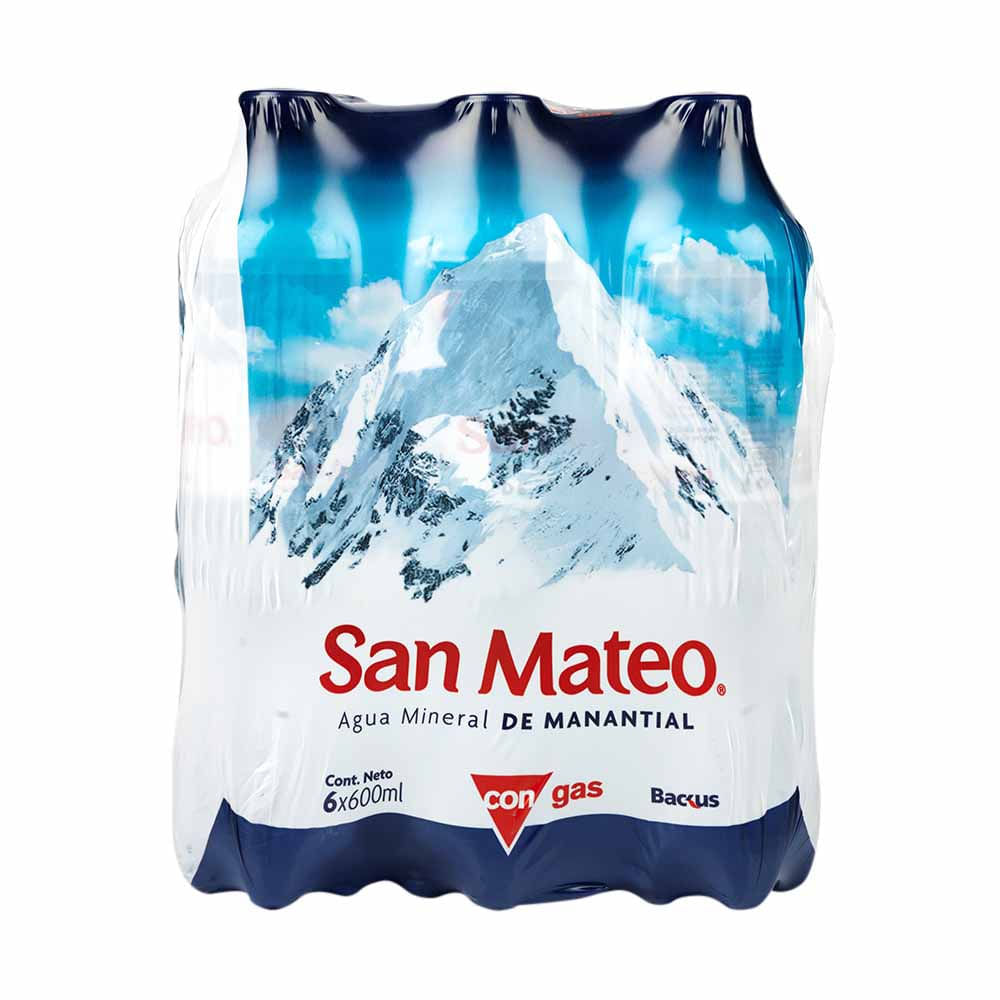 Agua Mineral SAN MATEO Con Gas Botella 600ml Paquete 6un