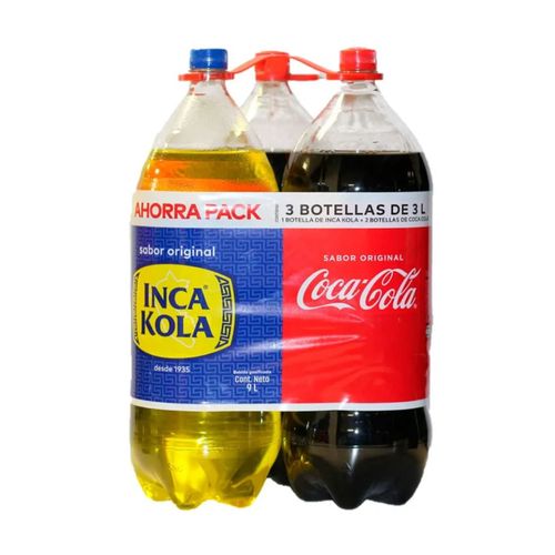 Gaseosa Coca Cola Inca Kola Botella 3l Paquete 3un Oechsle