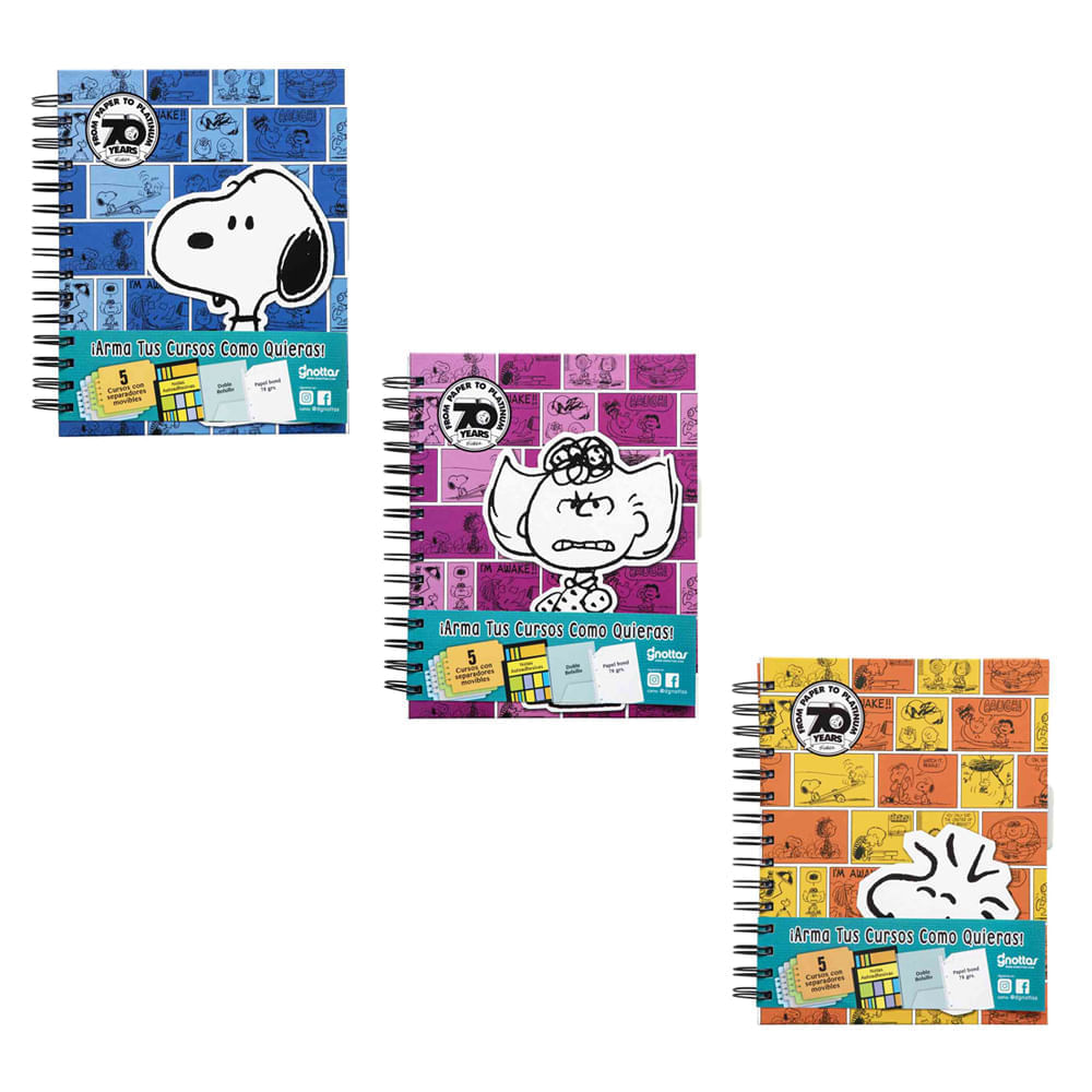 Cuaderno DGNOTTAS Espiralado A5 Tapa Dura Snoopy