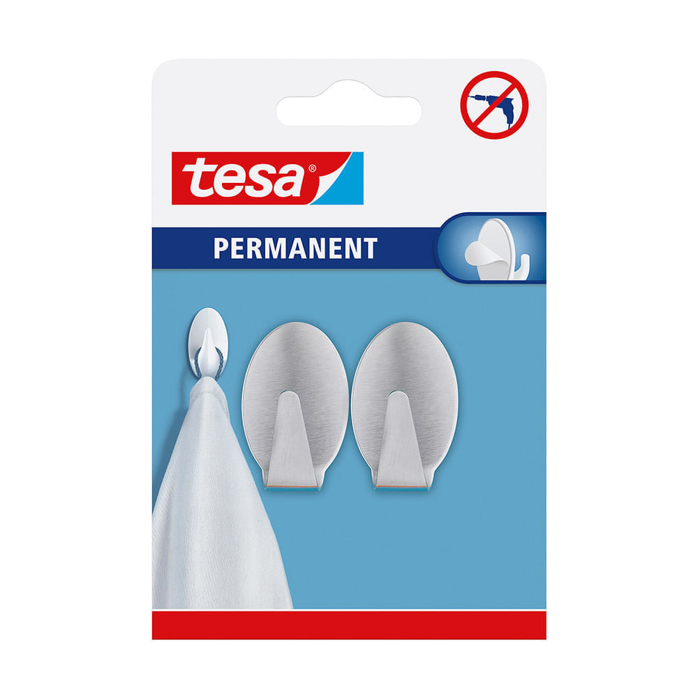 Gancho permanente ovalado L metal x2u Tesa