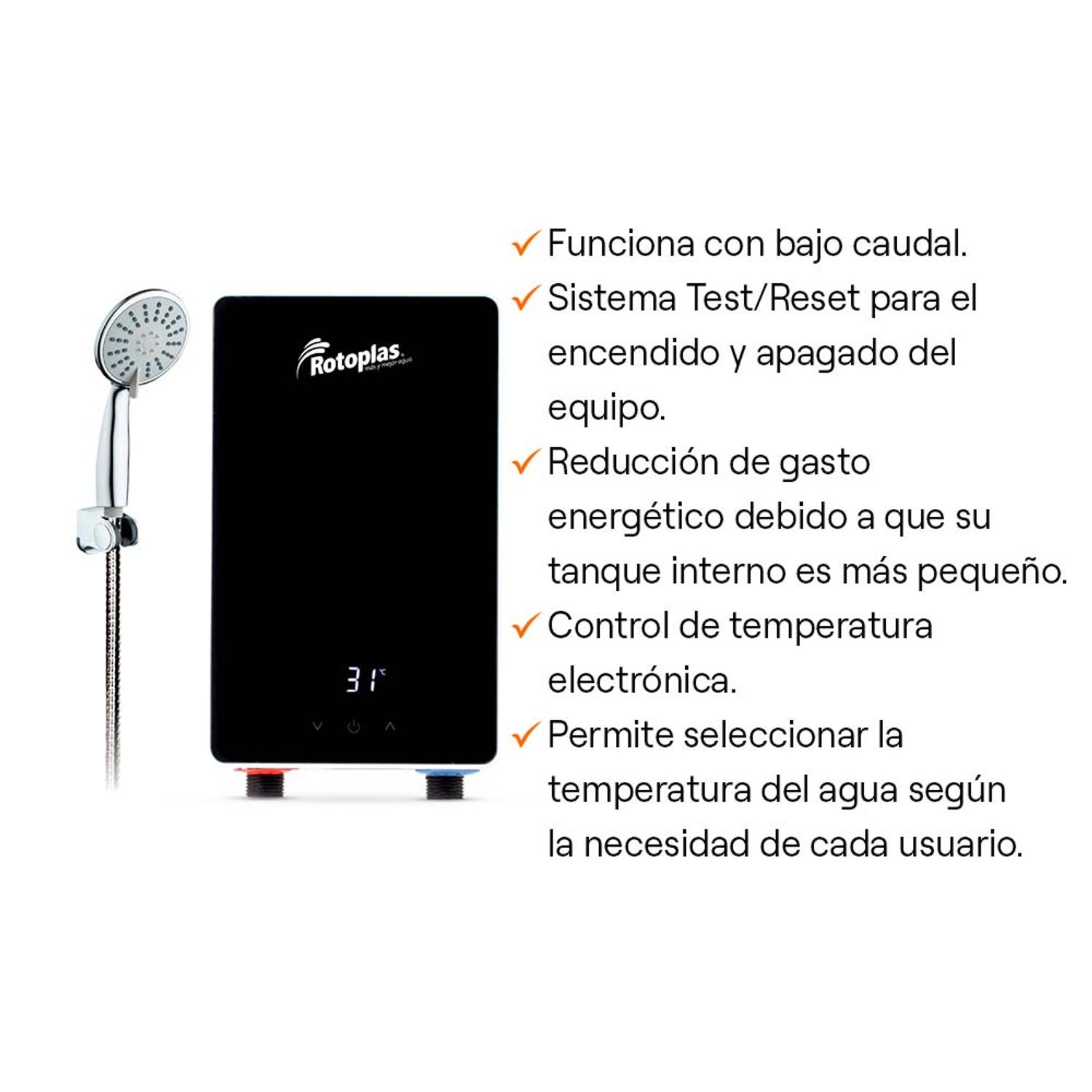 Rapiducha Eléctrica Rotoplas New Compact 4500W Negro - Oechsle