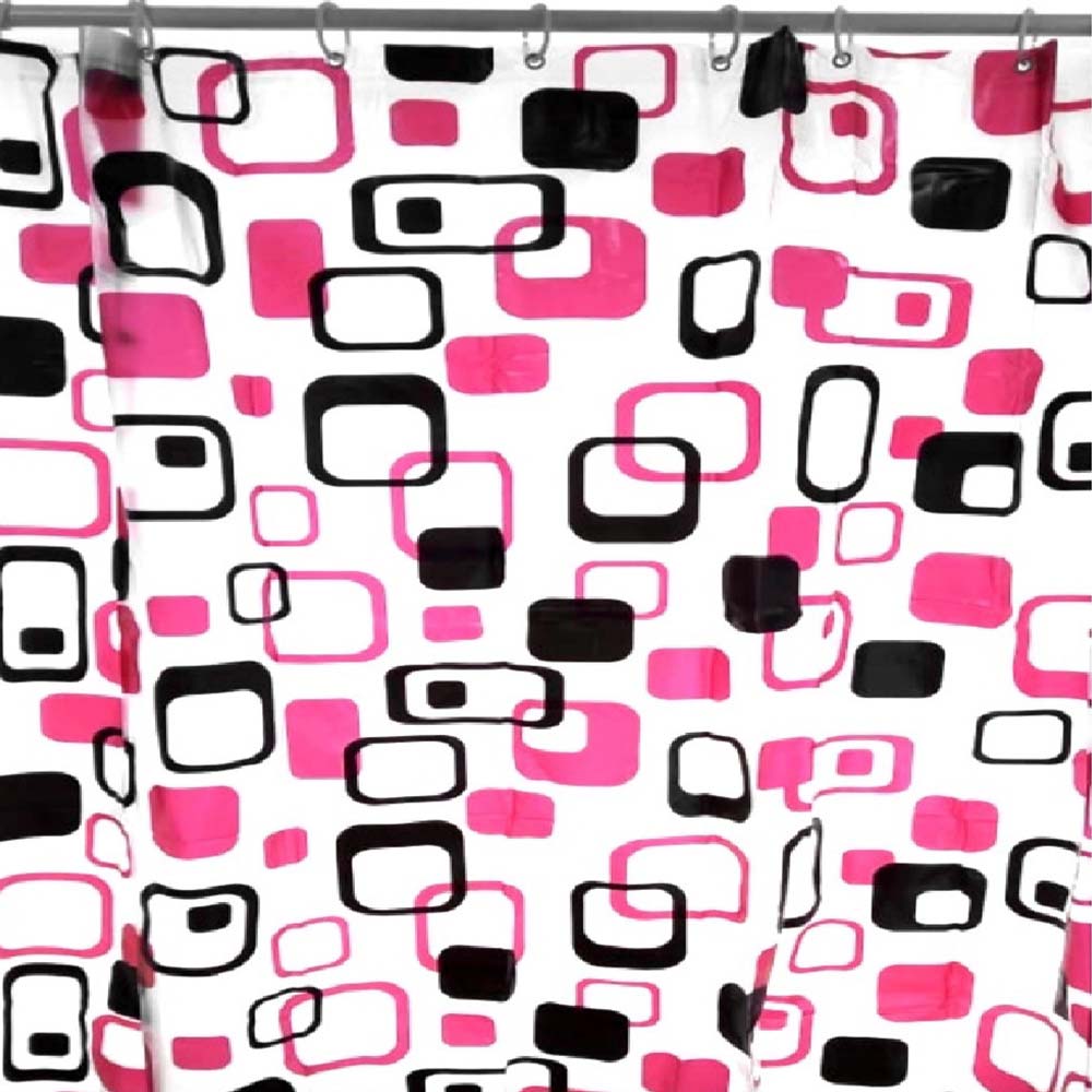 Cortina de Baño con Aros Cosas & Hogar 180x180cm Pepelma Rosa/Negro