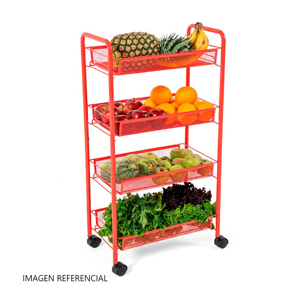 Carrito de Cocina Orange Pintado Metal Rojo 4 Repisas