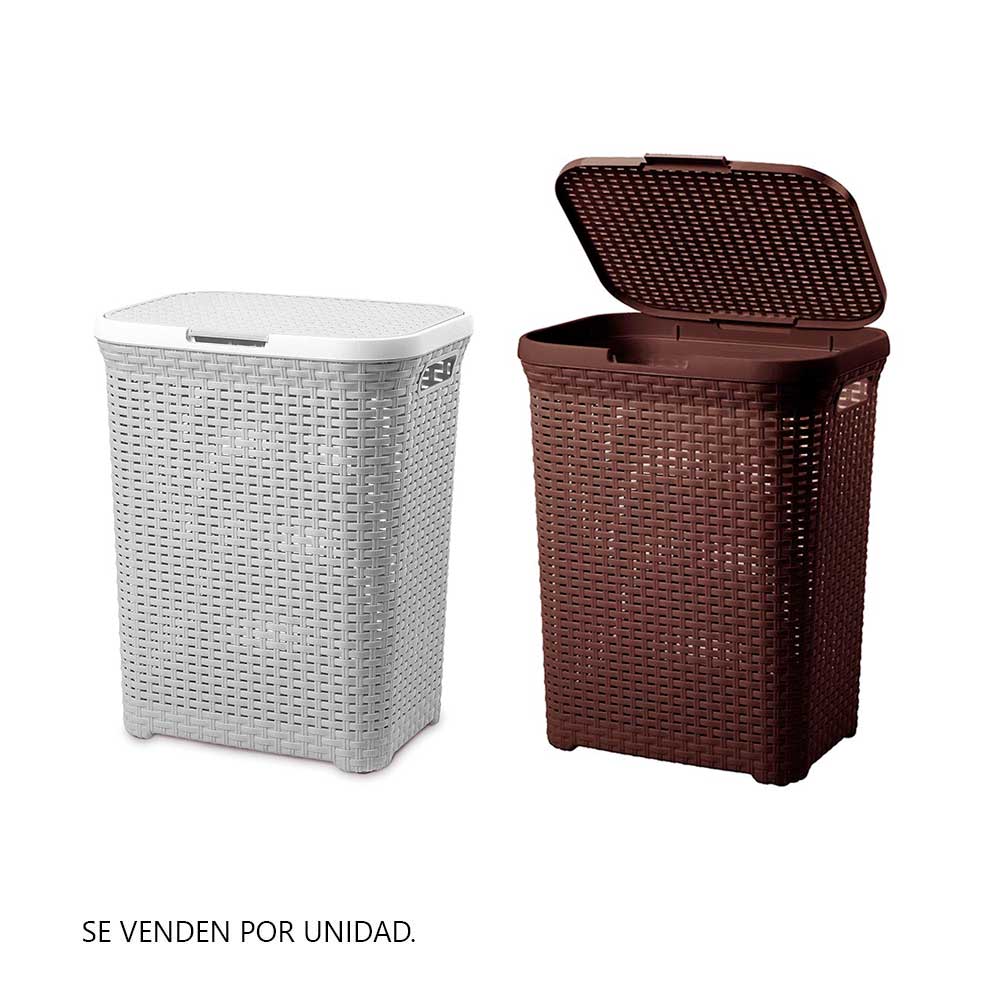 Cesto de Ropa Modelo Ratán Grande Reyplast en Plástico 60 l