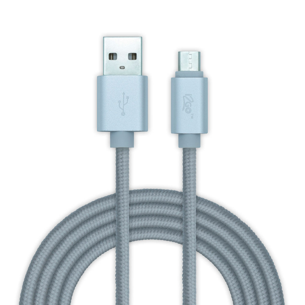 Cable micro USB a USB G Mobile 30 cm, forrado de nylon, gris - Coolbox