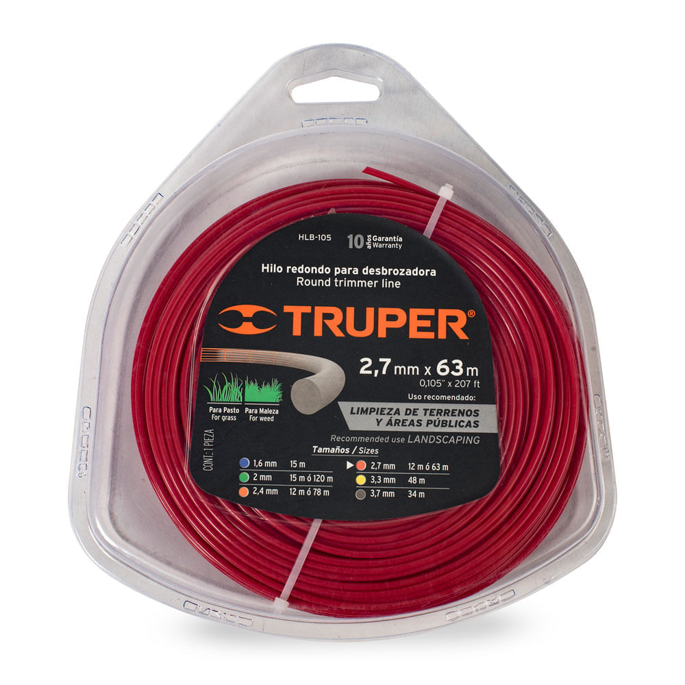 Nylon para desbrozadora Truper 2.7mm x63 metros