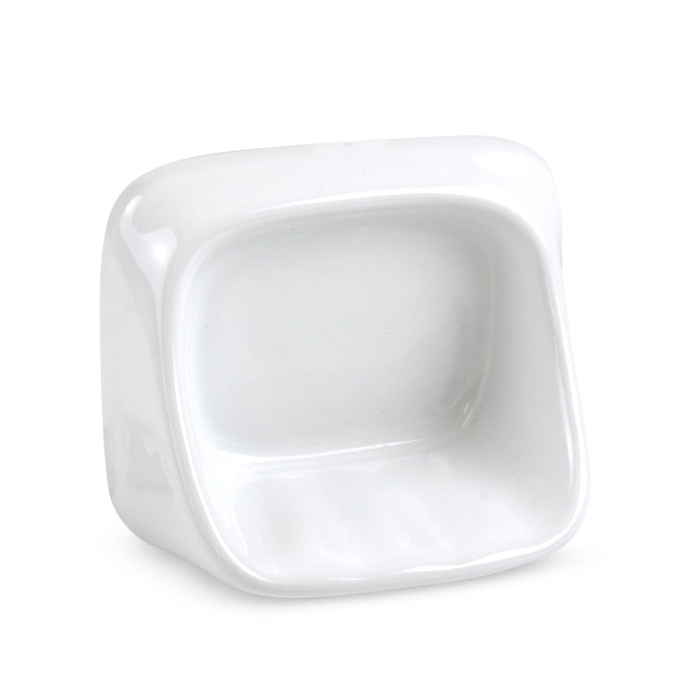 Jabonera de Loza Trebol Blanca Brillante de 15x14x9cm