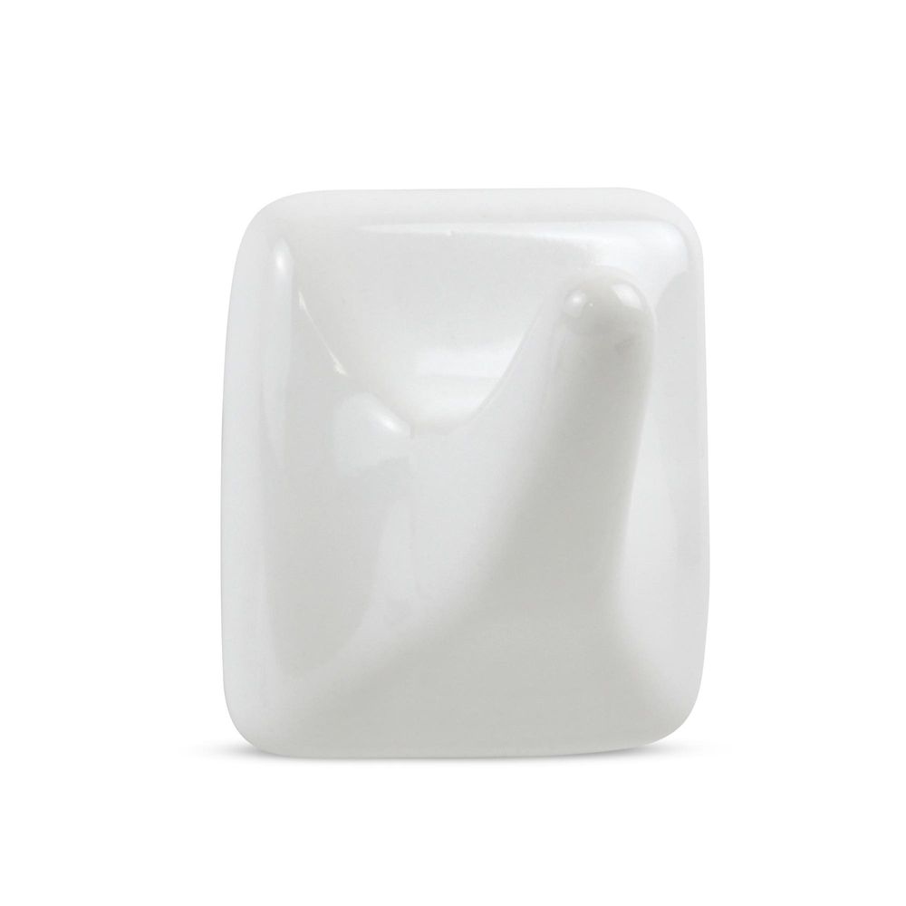 Gancho Trebol de Loza Vitrificada Blanco