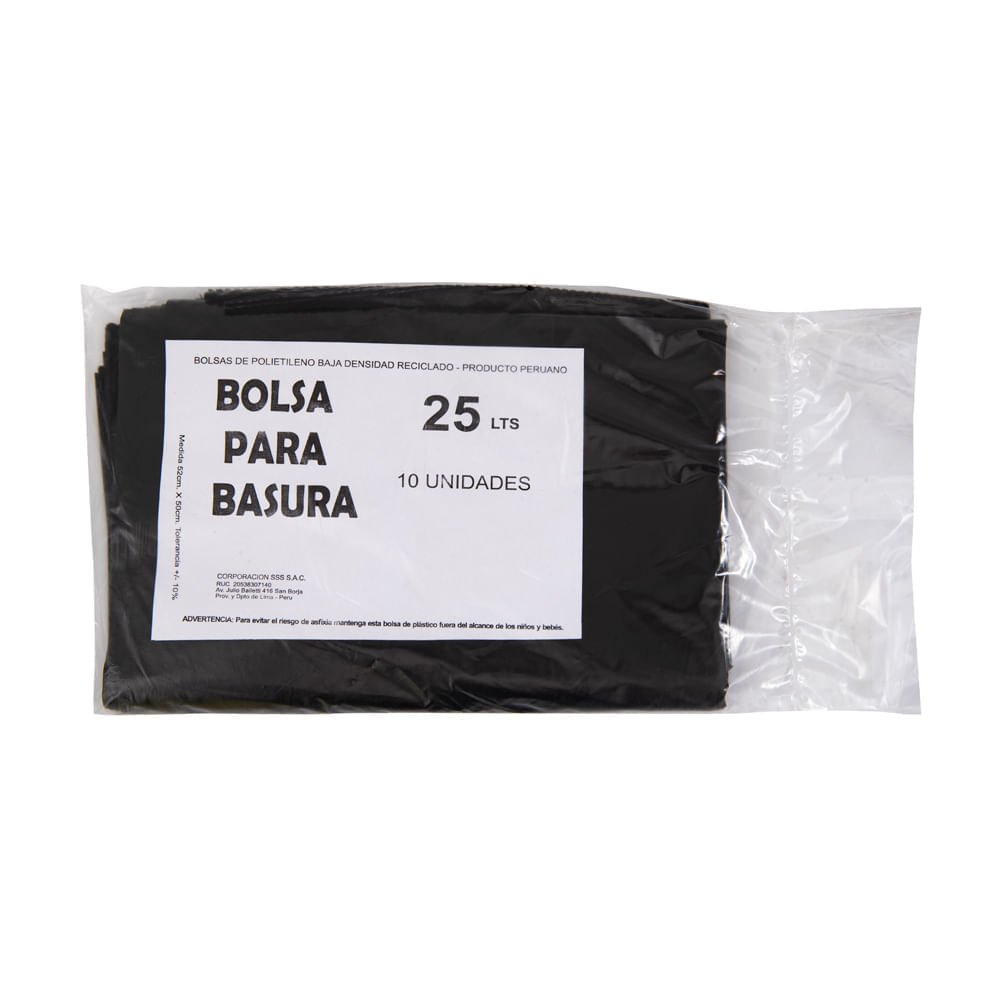 Bolsa de Basura Negra [25L] 52x60 cm (25 Uds) de Polietileno