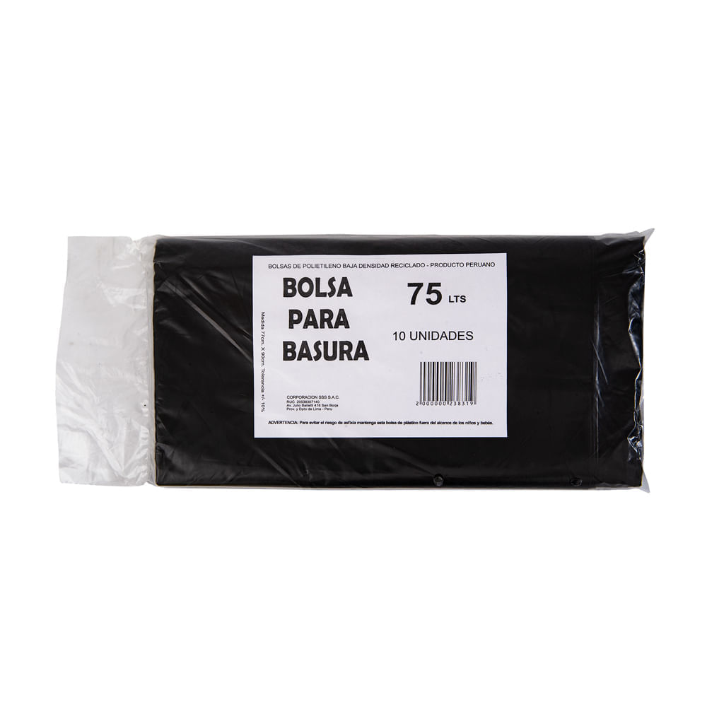 Bolsa negra de basura 75 litros x 50 unids. - Promart