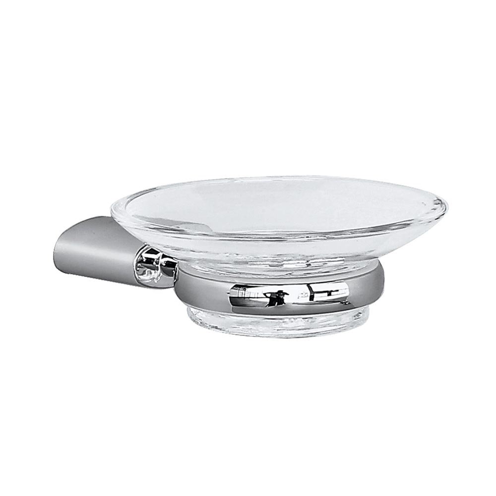 Jabonera Oval Vainsa Cromada de Acero y Vidrio