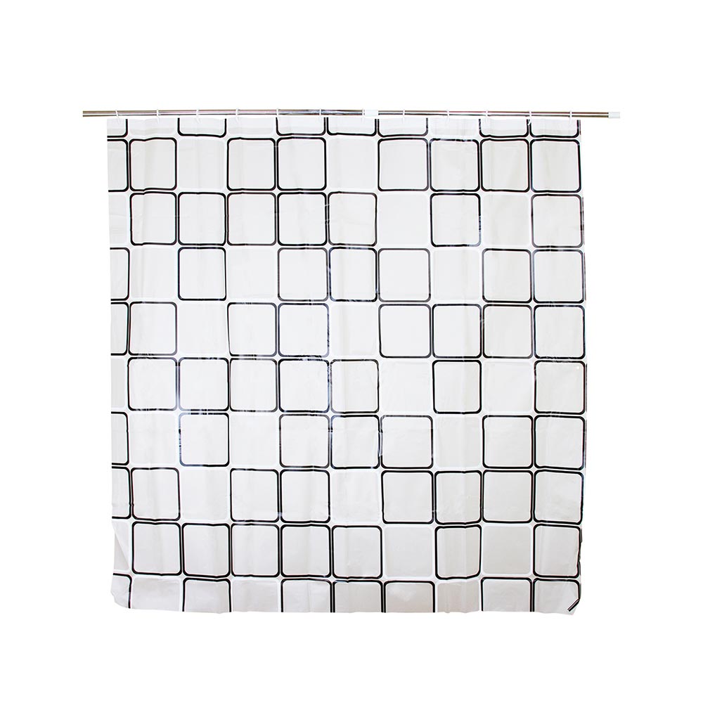 Cortina de Baño con Aros Orange 180x180cm Peva Borde Trazado