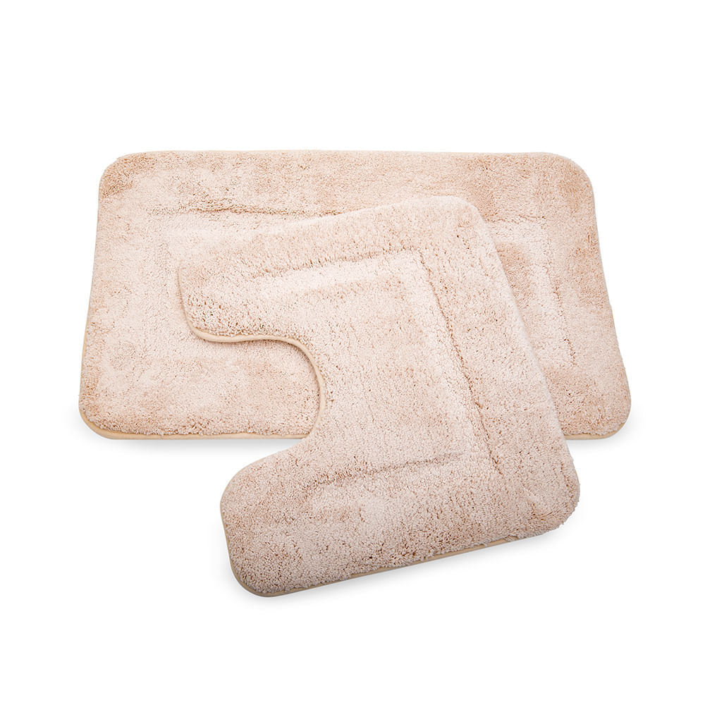 Set Alfombra para baño Microfibra Beige 2 piezas