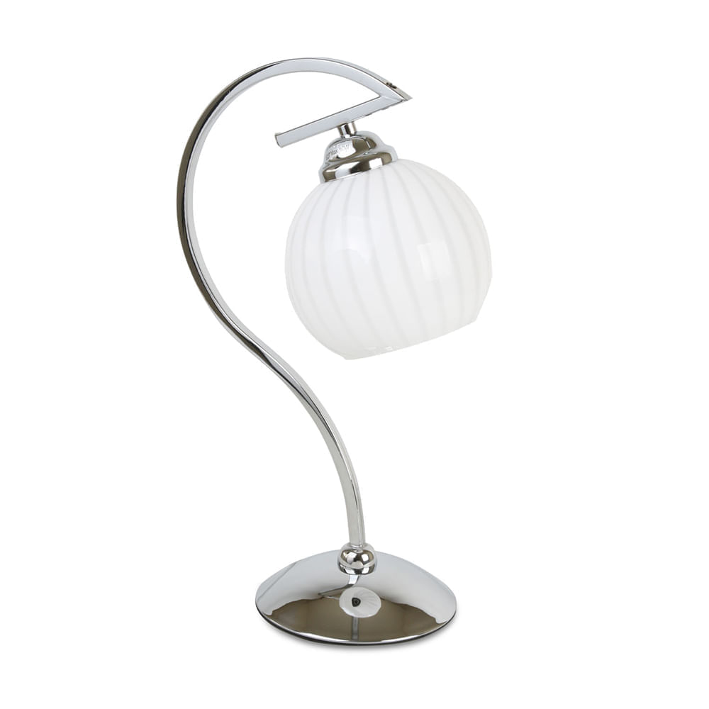 Lámpara de Mesa Clásica Valeria Orange en Plata de Metal y Vidrio