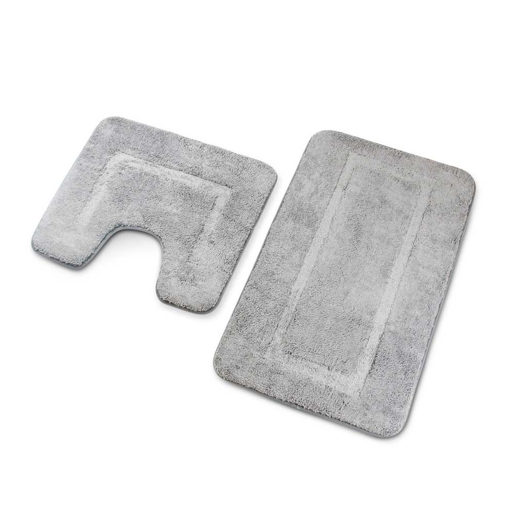 Set Alfombra para baño Cuadro Gris 2 piezas