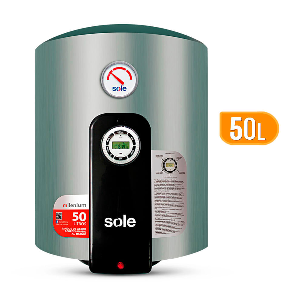 Terma Eléctrica Sole 50L Millenium Gris de Acero Aporcelanado