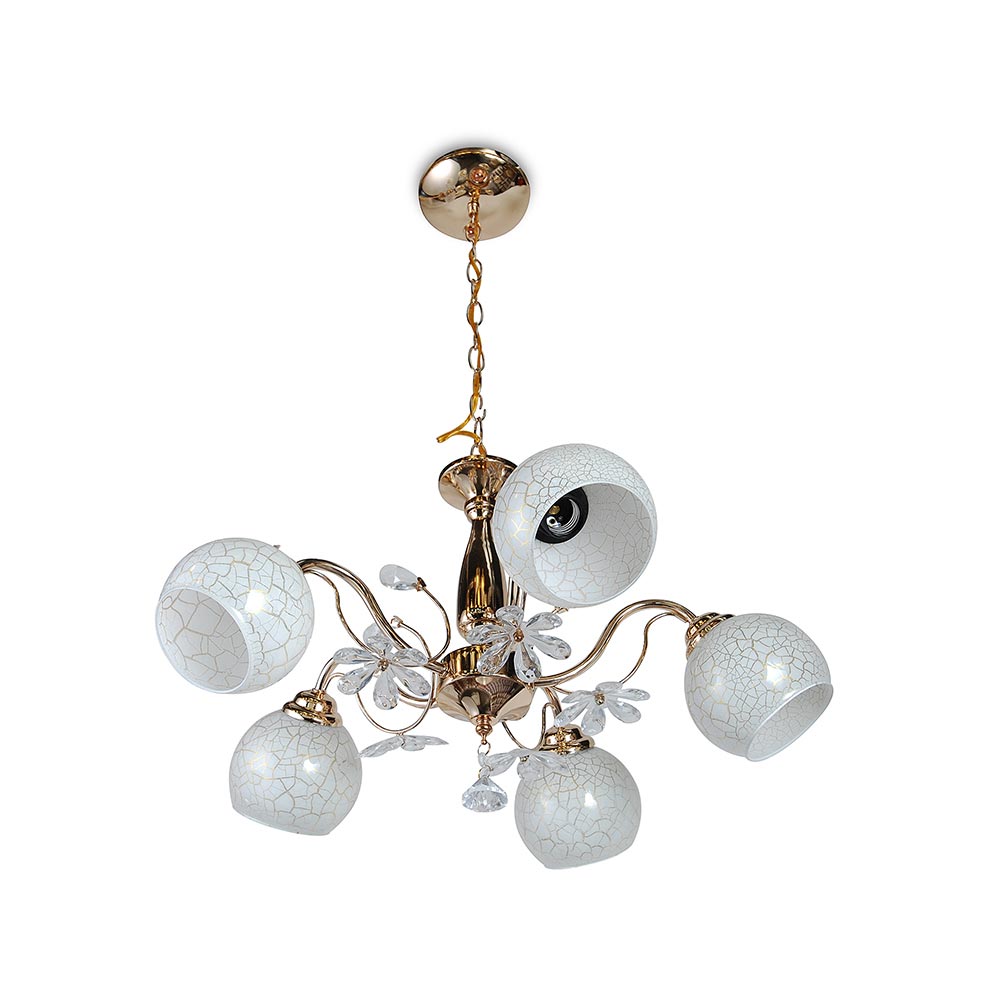 Lámpara Candelabro Orange Dalias 5 Luces E27 Gold