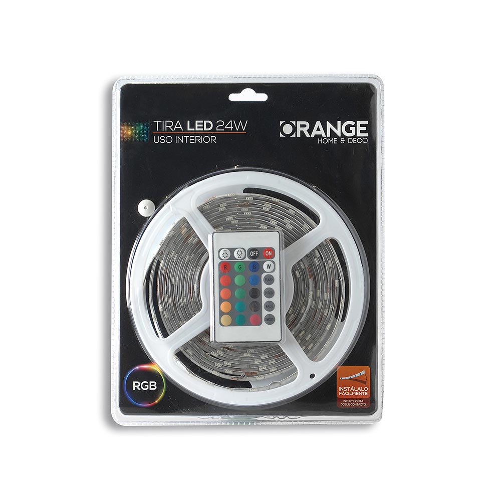 Tira de luces LED 24W RGB 5 metros Orange
