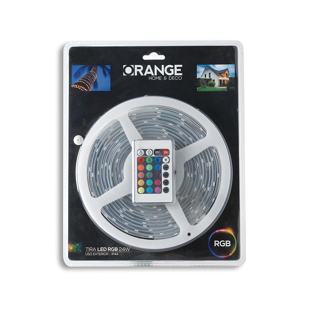 Tira de luces LED 24W RGB para exterior 5 metros Orange