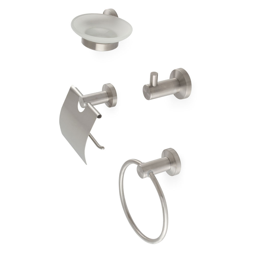 Set de Baño Acero Inoxidable Orange Arles x 4 Piezas