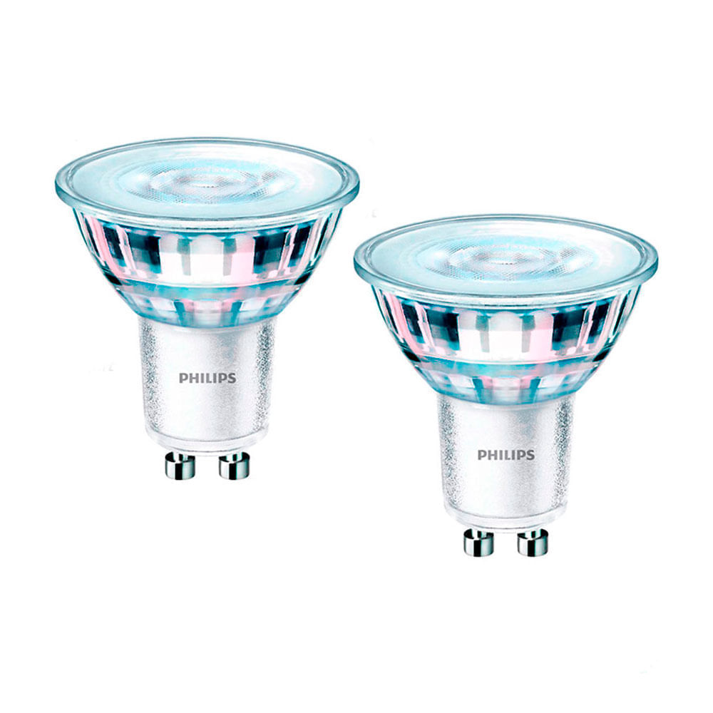 Pack x 2 Focos Led Dicroico Philips Gu10 4W Luz Cálida