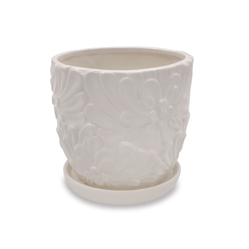 Maceta Circular Cheri Orange Blanca de 13x11.5cm