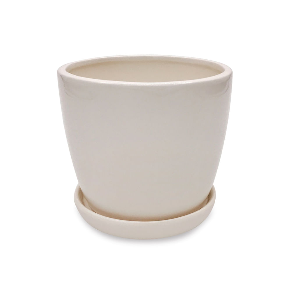 Maceta Decorativa Circular Midori Lisa Arcilla Orange 13.5x11cm Blanco