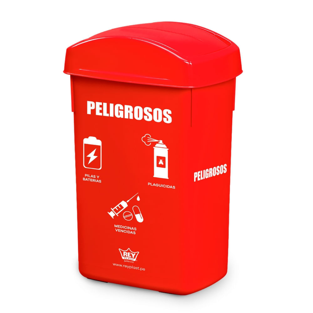 Papelera rectangular 27.8 litros Residuos Peligrosos Reyplast