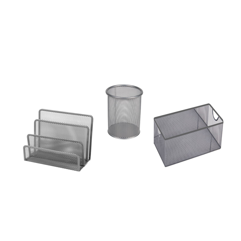 Organizadores de oficina Mesh Gris x3 piezas Orange