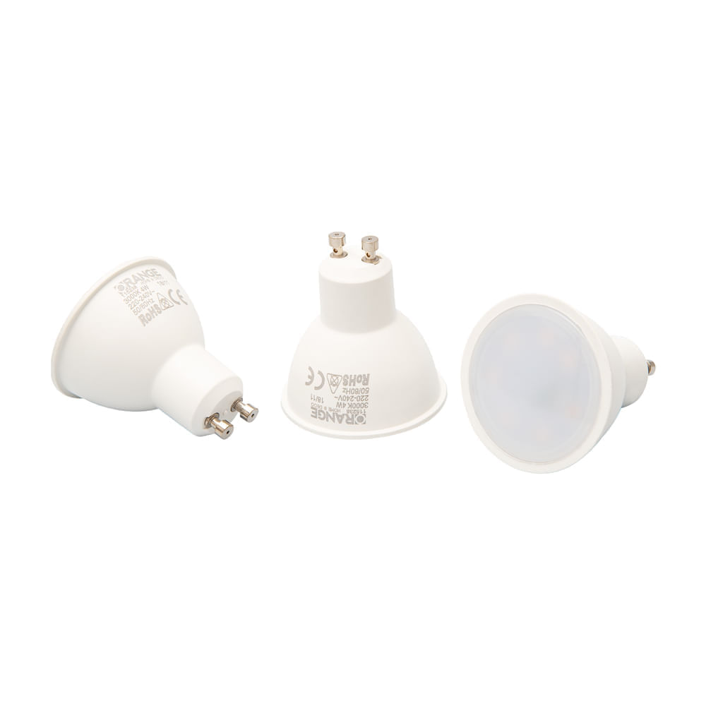 Dicroico LED Orange GU10 4W Luz Cálida x 3 unidades