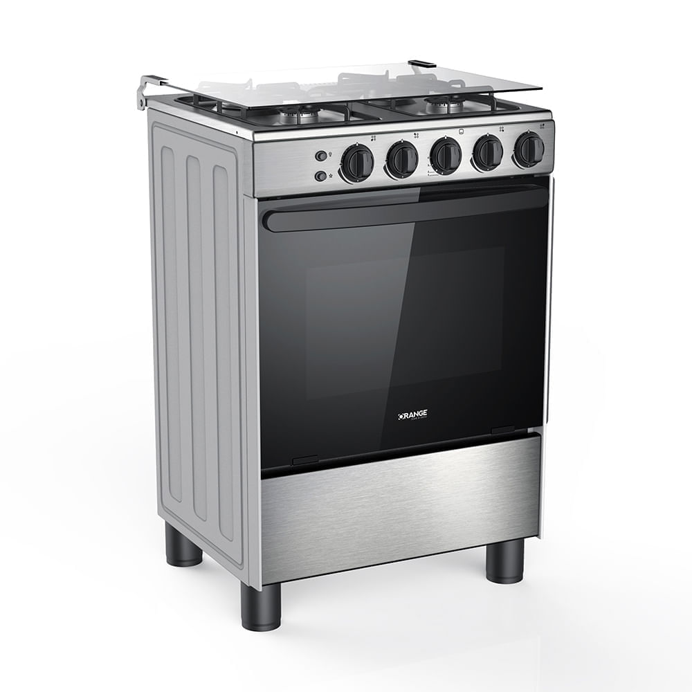 Cocina de Pie a Gas GLP 24"" Orange Barcelona 4 Hornillas Acero Inoxidable Plata