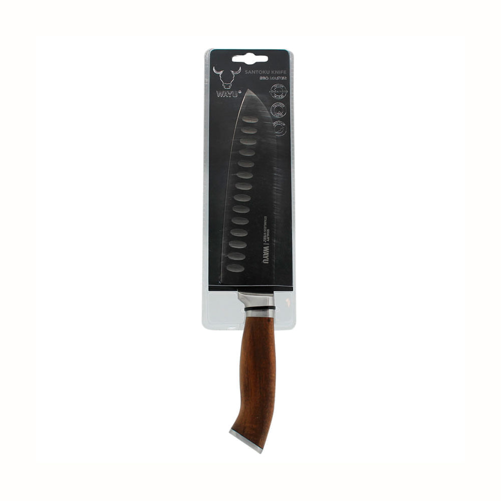 Cuchillo Santoku Wayu Negro Acero Inoxidable/Madera