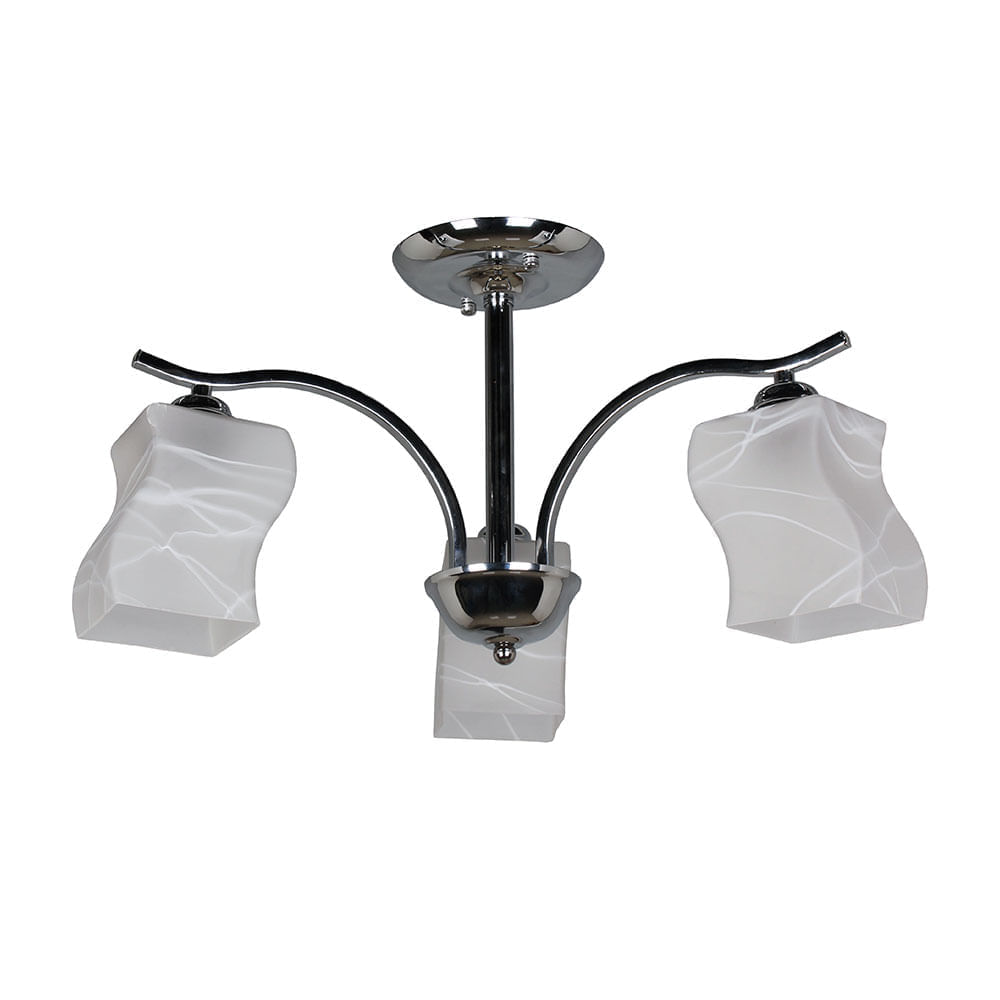 Lámpara Colgante Orange Nigeria 3 Luces E27 Blanco/Cromo