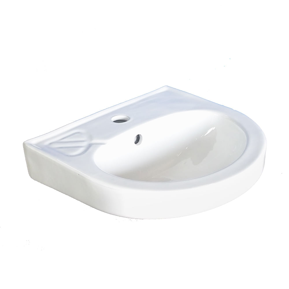 Lavatorio Cerámico Ovalado Omega HEX02 Blanco de 38 cm