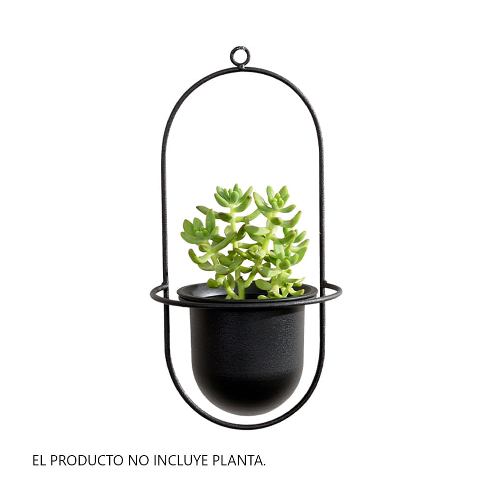 Macetero Decorativo Circular Orange Negro de Hierro/Plástico