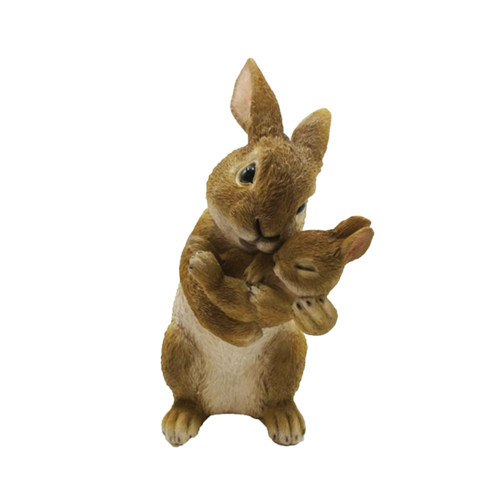 Adorno de Jardín Resina Conejos 26cm Orange