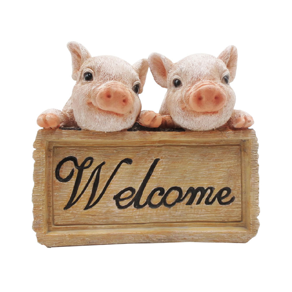 Adorno cerditos Welcome 17.5cm Orange