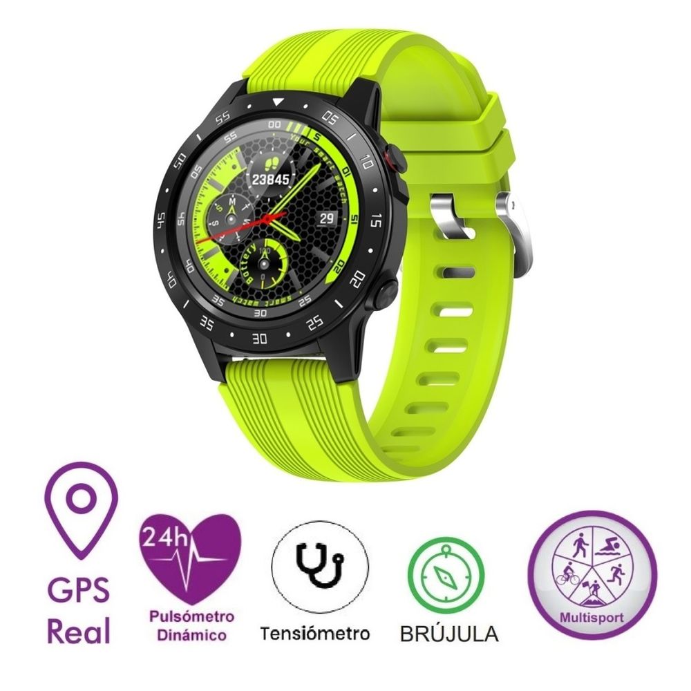 Smartwatch Leotec Multisport Gps Lime Pulsómetro Tensiómetro