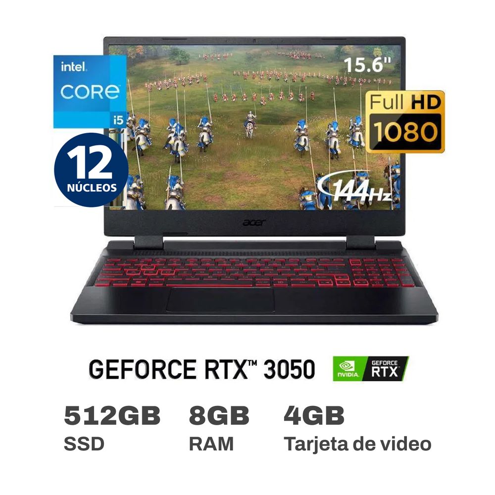 Portátil Gamer Acer Nitro | Geforce RTX 4050 | Intel Core i5 | 16GB de RAM  | 1TB SSD de Almacenamiento | Windows 11 | Pantalla 16 pulgadas 