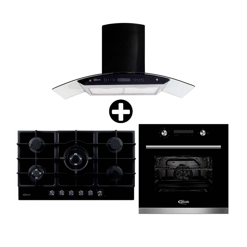 COMBO Cocina empotrable Aosta 90 + Campana Deco Venezia + Horno empotrable a gas Bonn