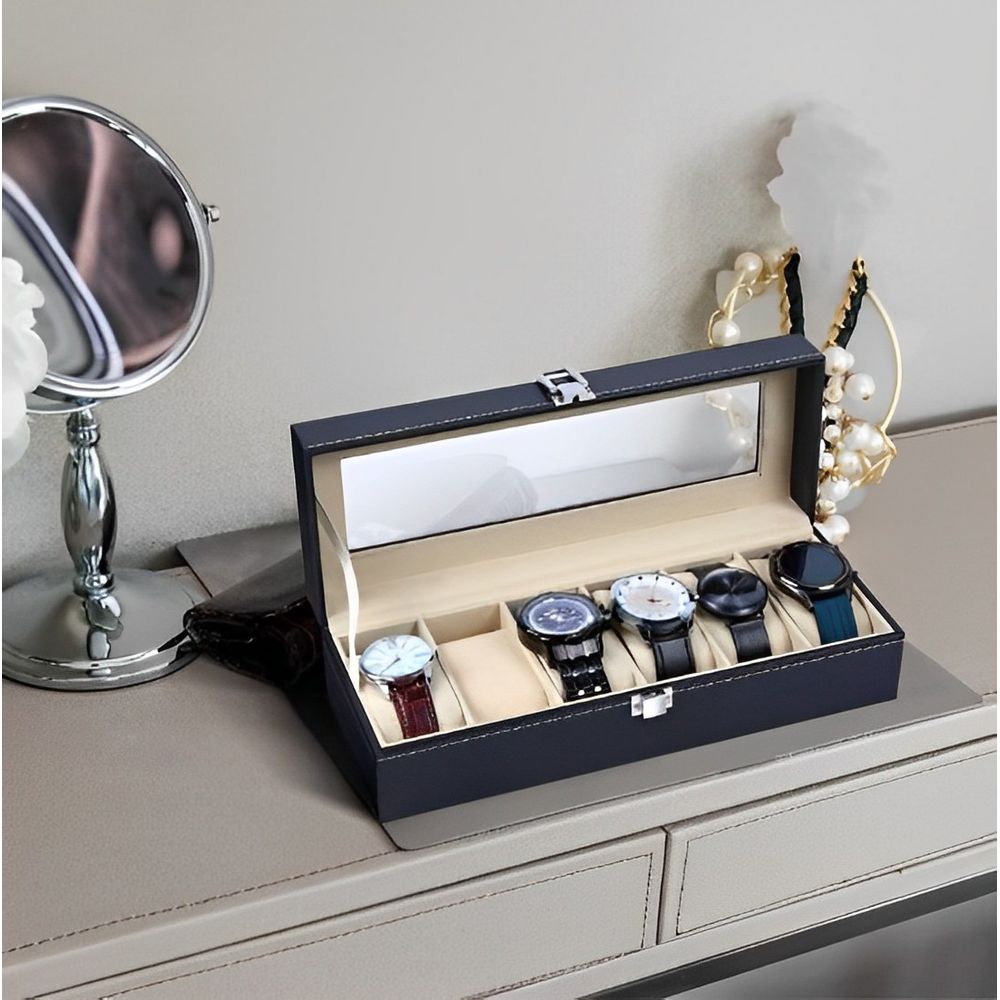 Caja Porta Relojes de Lujo Elegante 6 Compartimientos